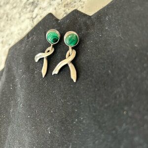 Vintage Sterling Silver Mexico Sigi Pineda Genuine Green Malichite Stone Earring